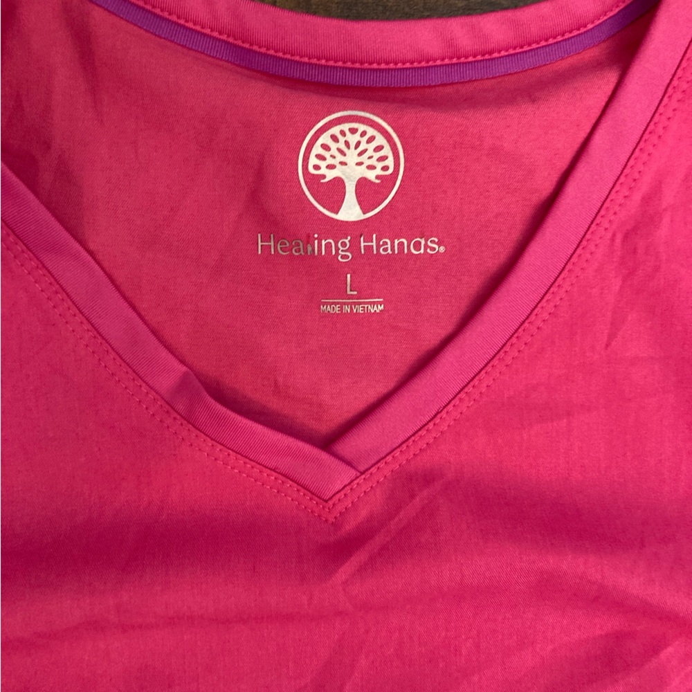 Healing Hands Purple Label Juliet Top & Tori Pants Scrub Set Pink Size Large - Picture 2 of 16